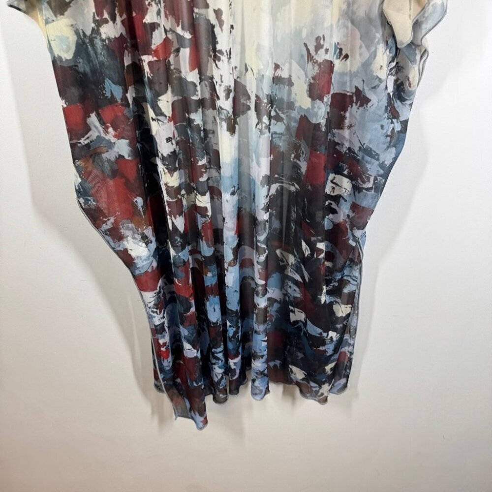 Le Galireste Sheer Lagenlook Kimono Duster Abstract Print Art To Wear One Size - Picture 8 of 12